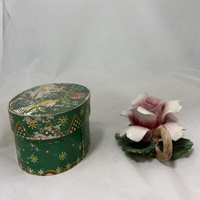.213. Decorated Swedish Box | c. 1880 | Rose Candle Holder