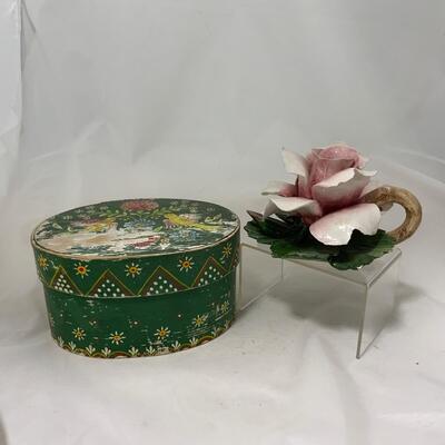 .213. Decorated Swedish Box | c. 1880 | Rose Candle Holder