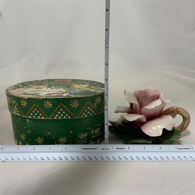 .213. Decorated Swedish Box | c. 1880 | Rose Candle Holder