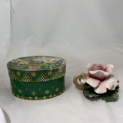 .213. Decorated Swedish Box | c. 1880 | Rose Candle Holder