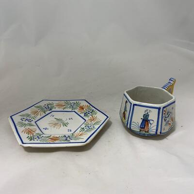 .214. Quimper Plate | Cup & Saucer | c. 1900