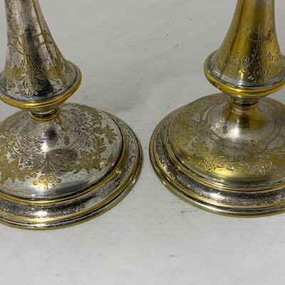 .215. Silver over Brass Candlestick Pair | c. 1870