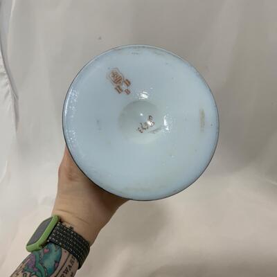 .226. Large Glass Hand Painted | Handled Vase | c. 1880