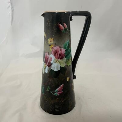 .226. Large Glass Hand Painted | Handled Vase | c. 1880