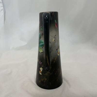 .226. Large Glass Hand Painted | Handled Vase | c. 1880