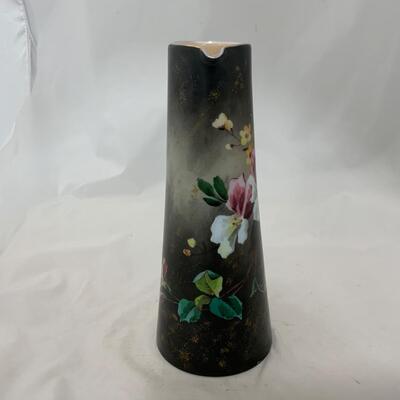 .226. Large Glass Hand Painted | Handled Vase | c. 1880
