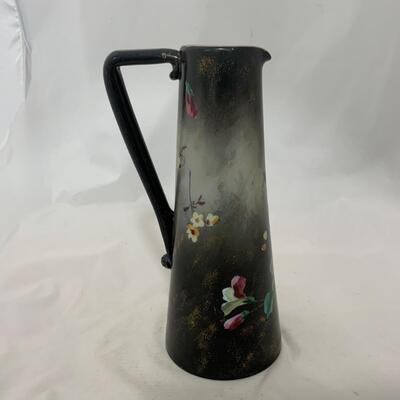 .226. Large Glass Hand Painted | Handled Vase | c. 1880