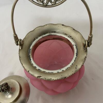 .227. Quilted Pink Glass Cracker Jar | c. 1890