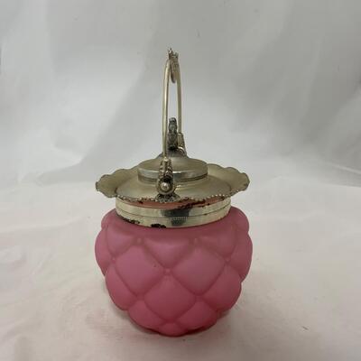.227. Quilted Pink Glass Cracker Jar | c. 1890