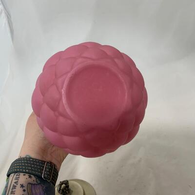 .227. Quilted Pink Glass Cracker Jar | c. 1890
