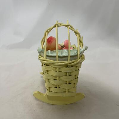 .229. Mini Wicker Doll Cradle | Celluloid Doll