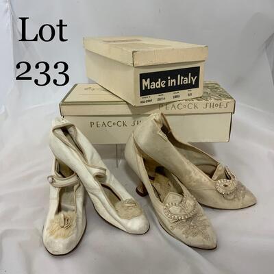 .233. Two Pairs Vintage Wedding Shoes