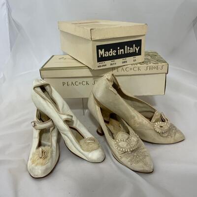 .233. Two Pairs Vintage Wedding Shoes