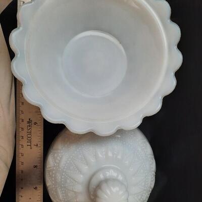 Milk Glass Lidded Candy Dish