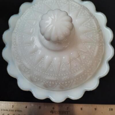 Milk Glass Lidded Candy Dish