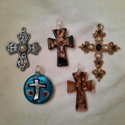 Various Cross Pendants Lot of 5