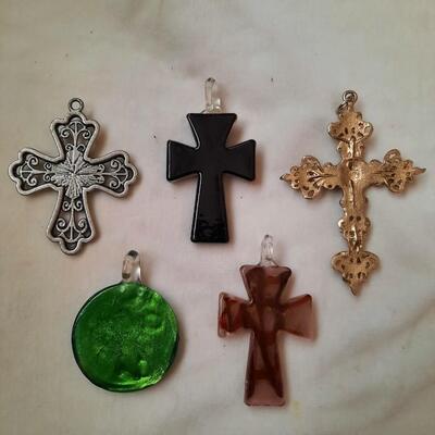 Various Cross Pendants Lot of 5