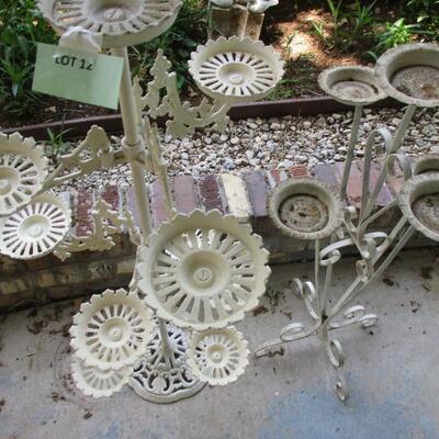 White wrought iron Tiered Pie Plant Stands