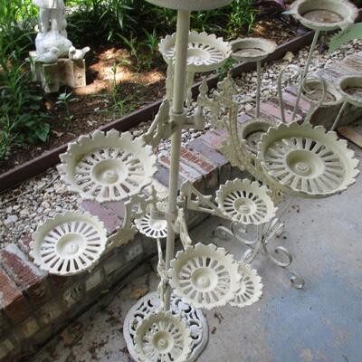 White wrought iron Tiered Pie Plant Stands