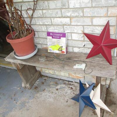 Wooden Bench & Texas Stars