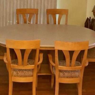Saloom Corian Top Oval Pedestal Dining Table With Six Chairs
