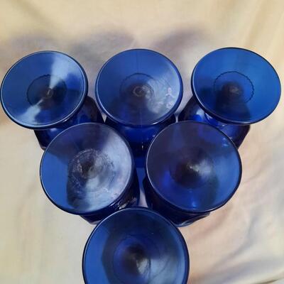 Cobalt Blue Glass Goblets Set of 6