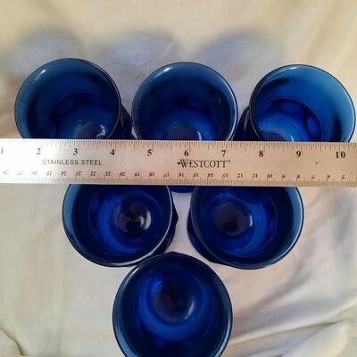 Cobalt Blue Glass Goblets Set of 6