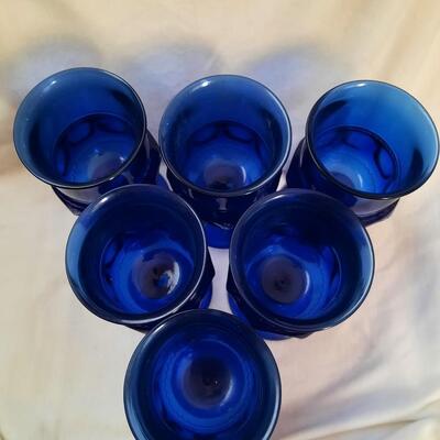Cobalt Blue Glass Goblets Set of 6