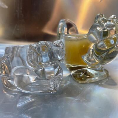 Frog and Squirrel Glass candle holders