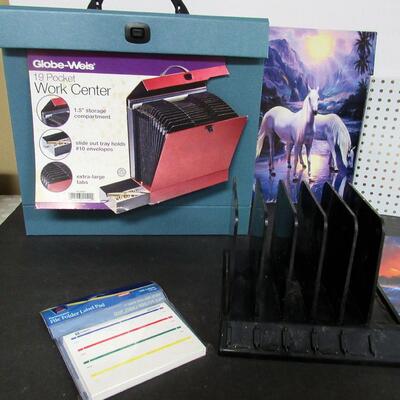 Unused Work Center File Folder, File Stand, Folders and Binder