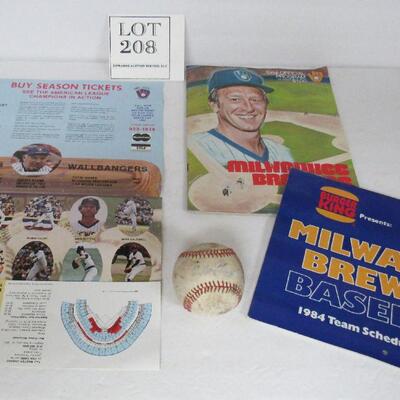 Vintage Milwaukee Brewers Stuff and Old Signed Chicago Baseball