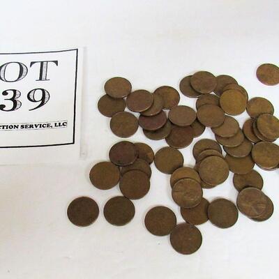 Lot of Wheat Back Pennies, 54 Mixed P,D,S