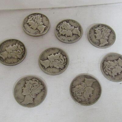 Lot of 8 Silver Mercury Dimes, Random Dates