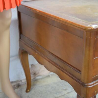 Leather Top Night Stand Side Table