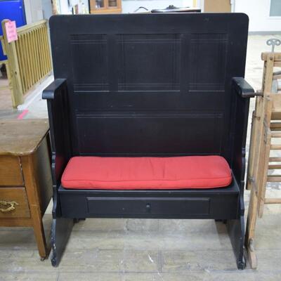 Black Wood Bench/Pew with Red Cushion