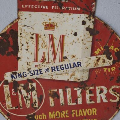 Tin L & M Cigarettes Ad Store Sign