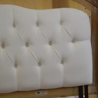 White Fabric Tufted Queen Headboard