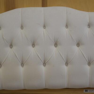 White Fabric Tufted Queen Headboard