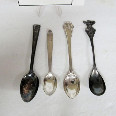 Lot of 4 Silver Plate Spoons: Queen Elizabeth Coronation, Mickey Mouse, Tokyo Hilton and Las Vegas
