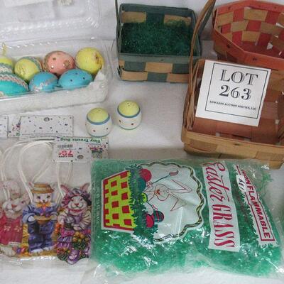 Large Lot of Easter Decor, Vintage Baskets, Grass, More