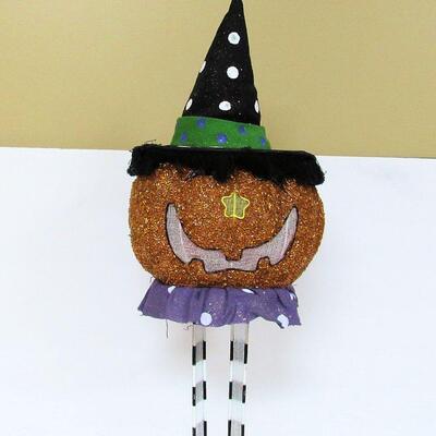 Cute Tall Metal and Plastic Jack'o'Lantern Man