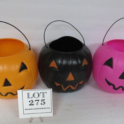 3 Plastic Halloween Candy Buckets