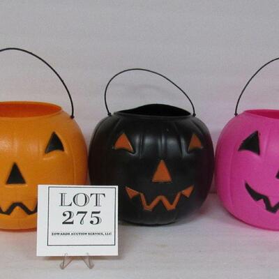 3 Plastic Halloween Candy Buckets