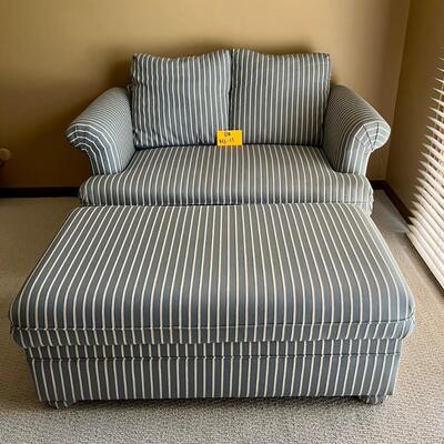 Stripe love seat with ottoman