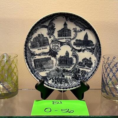 Topeka decor plate and 4 drinking glasses