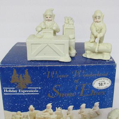 Nice Unused Set of Porcelain Christmas Elves