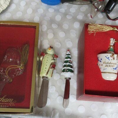 Large Lot of Mixed Christmas Stuff, Music Box, Warmer, Ornaments Lights
