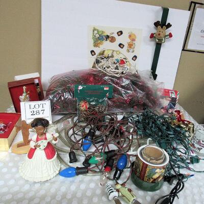 Large Lot of Mixed Christmas Stuff, Music Box, Warmer, Ornaments Lights