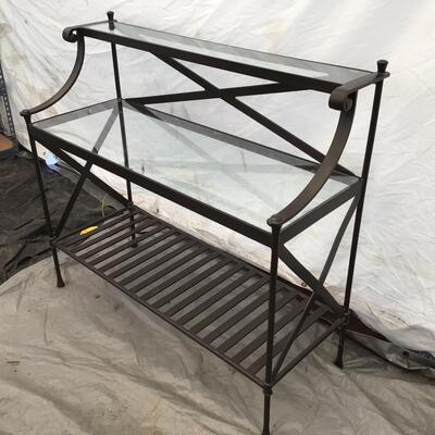 1060 Glasstop Wrought Iron Console Table