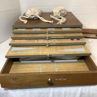 Lot 1045  Pair of Vintage Wooden Game Sets & Vintage J. Hunter Smith Aristocrat Tennis Racket